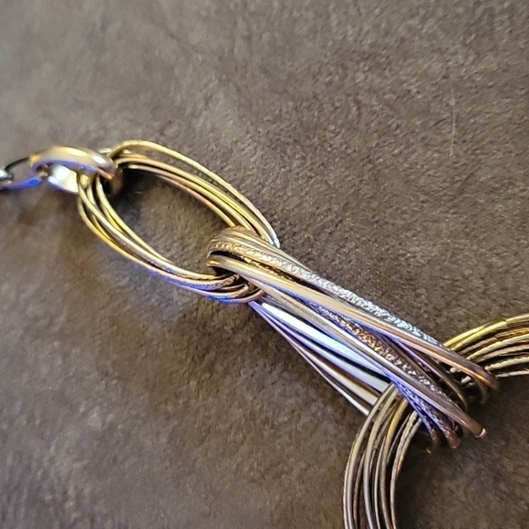 INC 1990s Silvertone Concentric Ovals Circles Link Statement Necklace - Picture 5 of 7